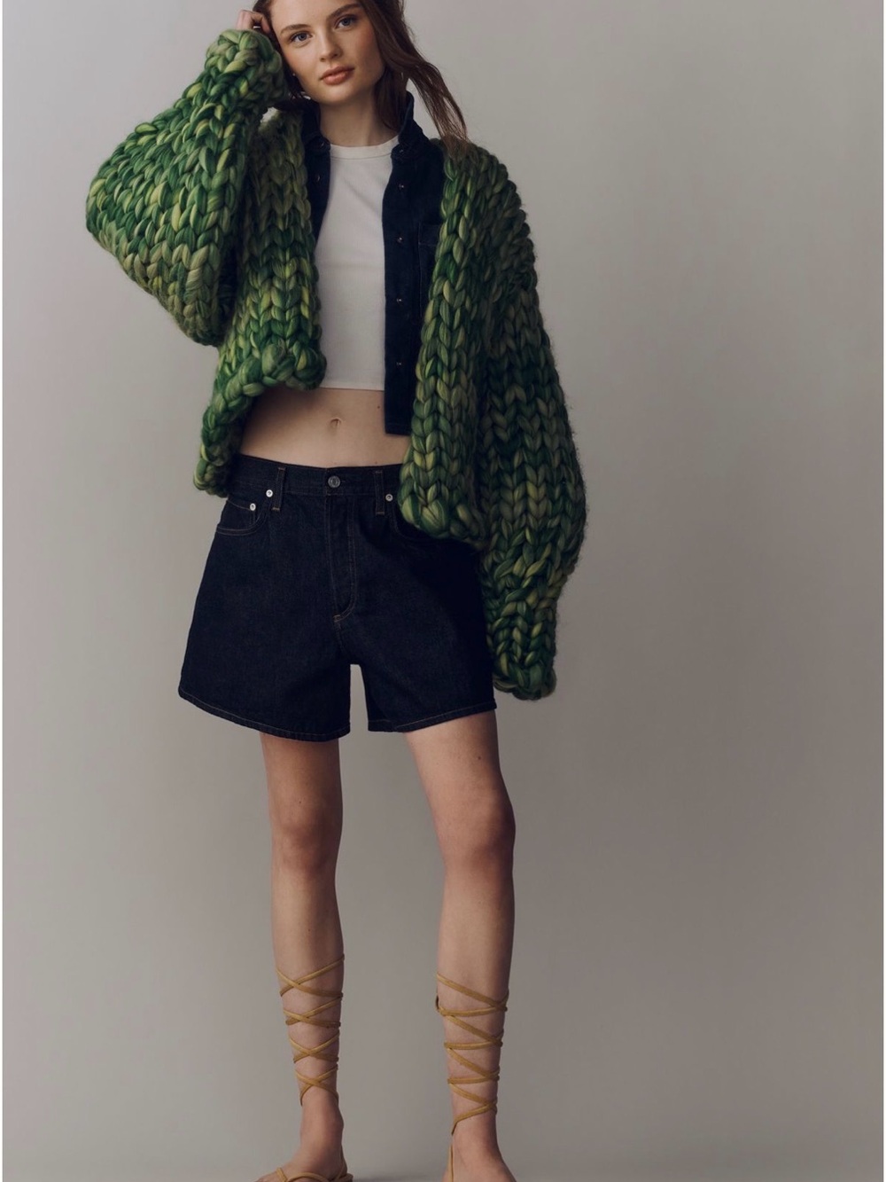 Hope Macaulay Colossal Wool Cardigan. Green - M/L chunky - Picture 2 of 9